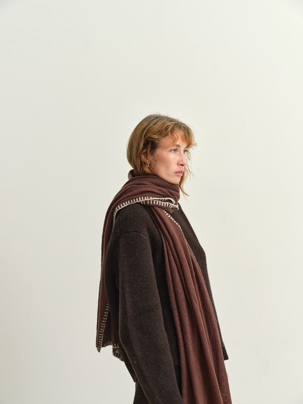 MOULETA - CASHMERE SCARF - DARK BROWN