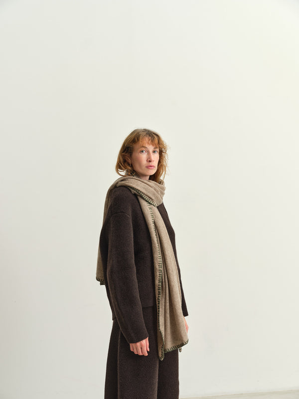 MOULETA - CASHMERE SCARF - DARK BEIGE MELANGE