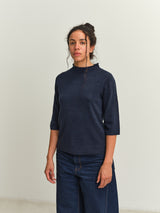 TOAST - Fine Wool Cashmere Half Sleeve Sweater - DARK NAVY