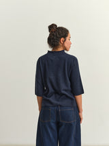TOAST - Fine Wool Cashmere Half Sleeve Sweater - DARK NAVY