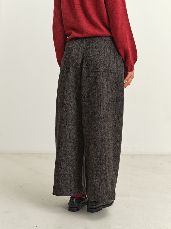 TOAST - Wool Broken Herringbone Pleat Front Trousers