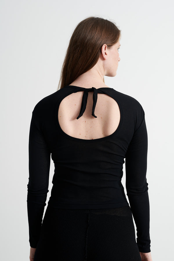 BABACO - BACK TIED LONG T-SHIRT - BLACK