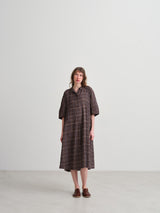 BOBOUTIC - 4852 A QUADRETTI DRESS - BROWN/AVIO