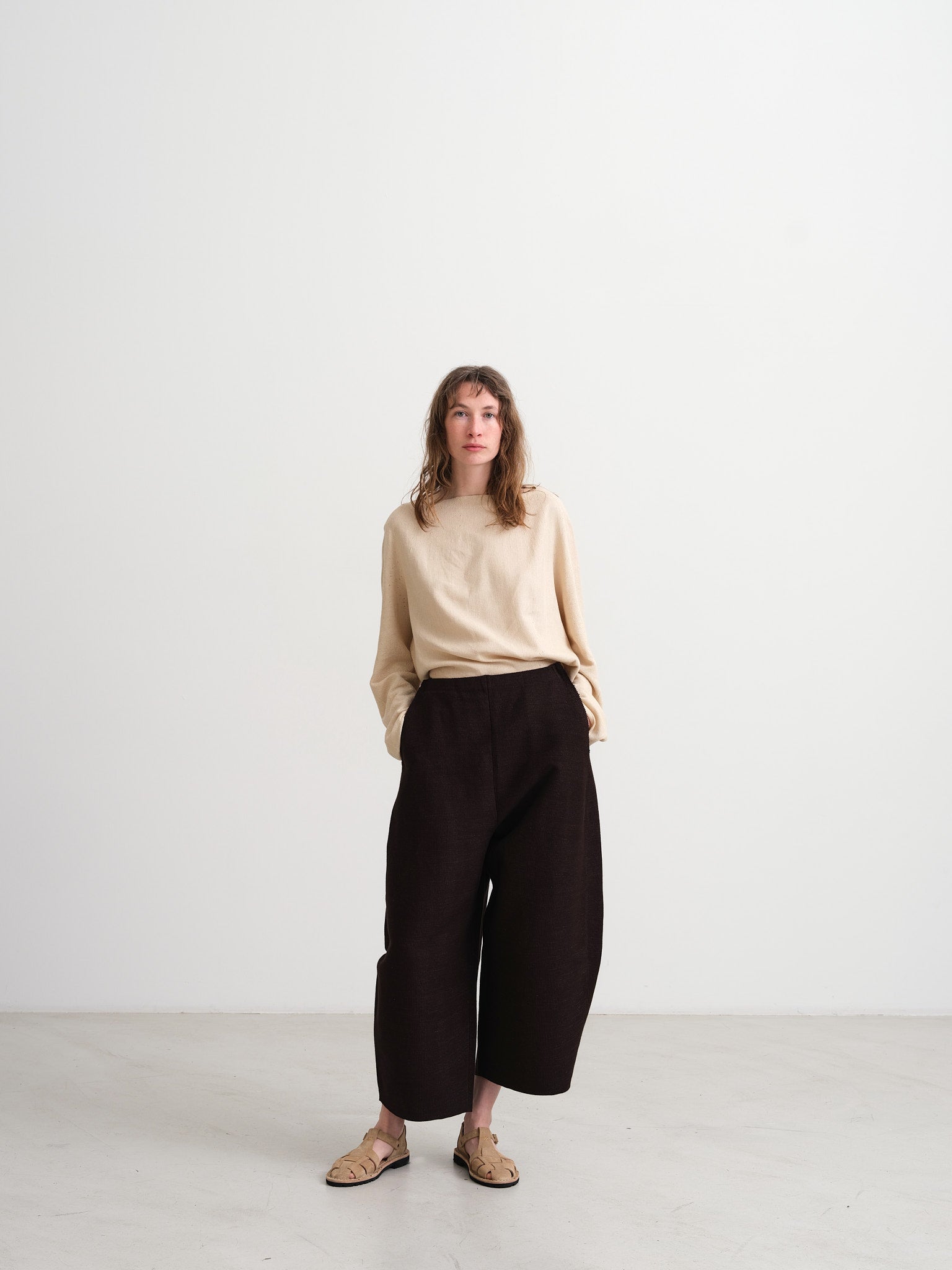 BOBOUTIC - 4835 IL FOGLIO LISCIO TROUSERS - COFFEE