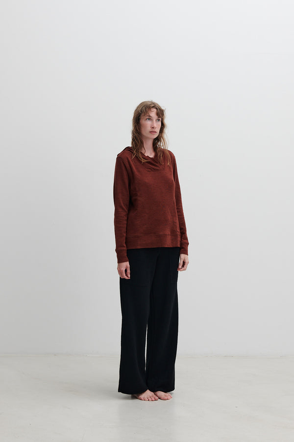 BASICS - MERINO WOOL HOODIE - ROSEWOOD