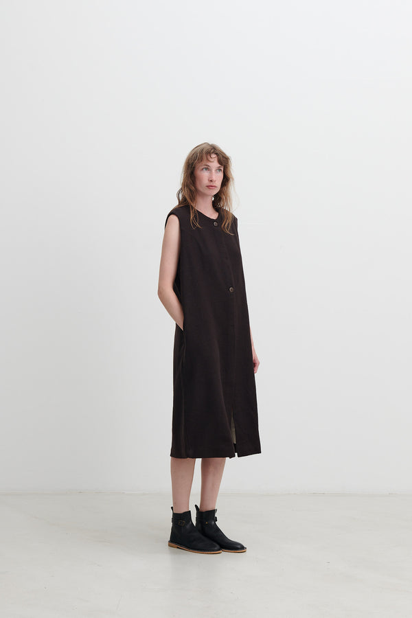 RUNAWAY BICYCLE - DEEP UMBER BROWN DRESS