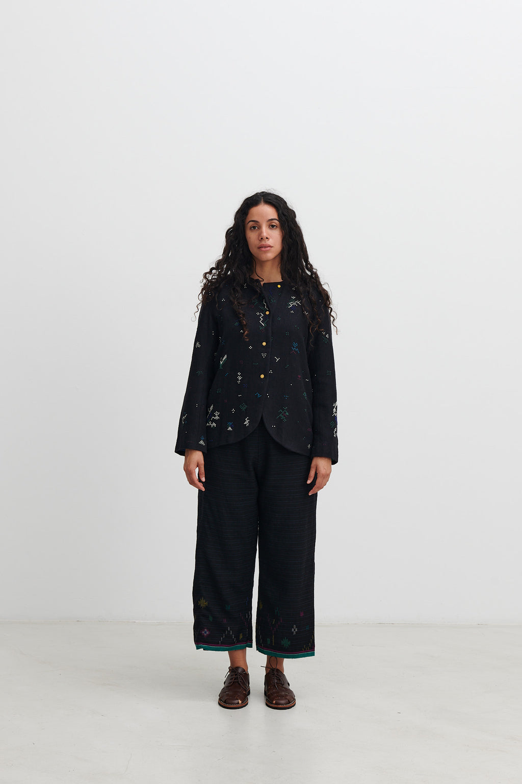 INJIRI/インジリ　PYJAMA PANTS Injiri Cotton Cropped Pyjama Rasa Pants in Indigo Blue