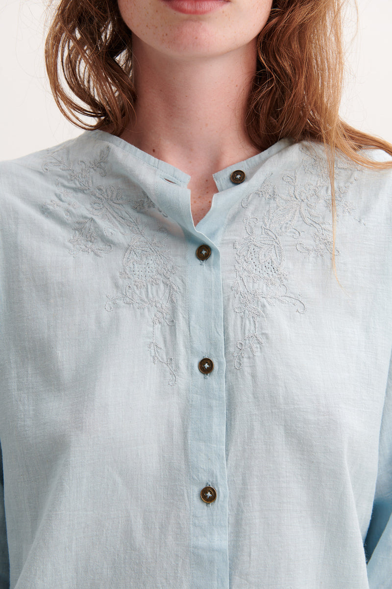 RUNAWAY BICYCLE R.B. - Embroidered Shirt - Light Blue