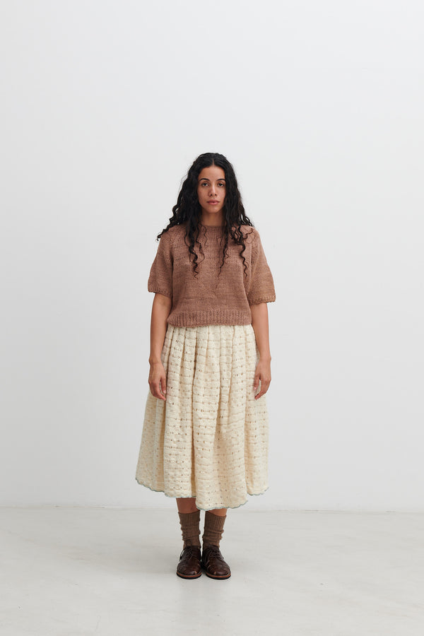 Runaway Bicycle - handloomed merino wool skirt with a slightly felted surface. Comes with a cotton underskirt.