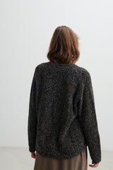 BOBOUTIC sweater in black mix cashmere and silk. Made in Italy