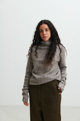 BOBOUTIC wool yak blend sweater in greay melange - made in Italy