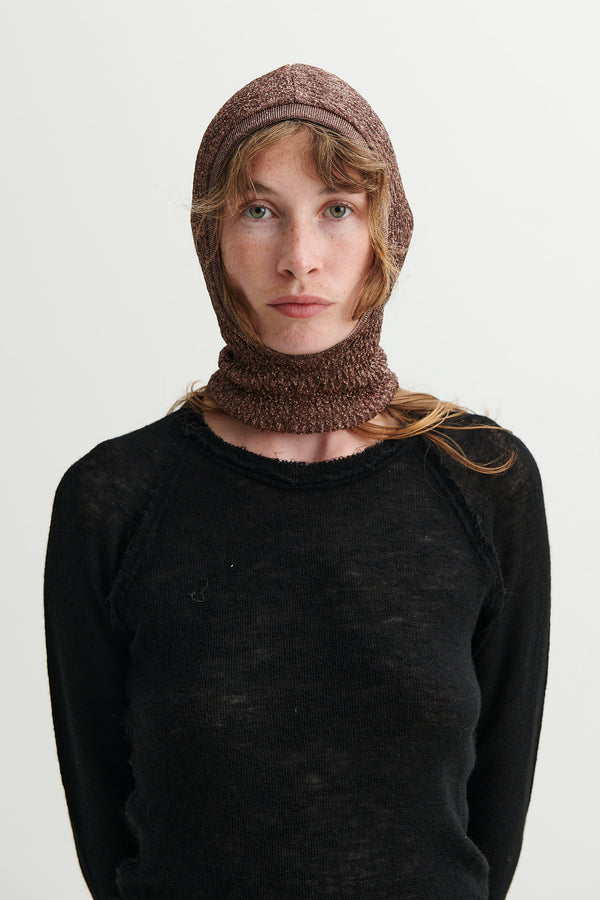 Babaco - lurex rib balaclava in copper