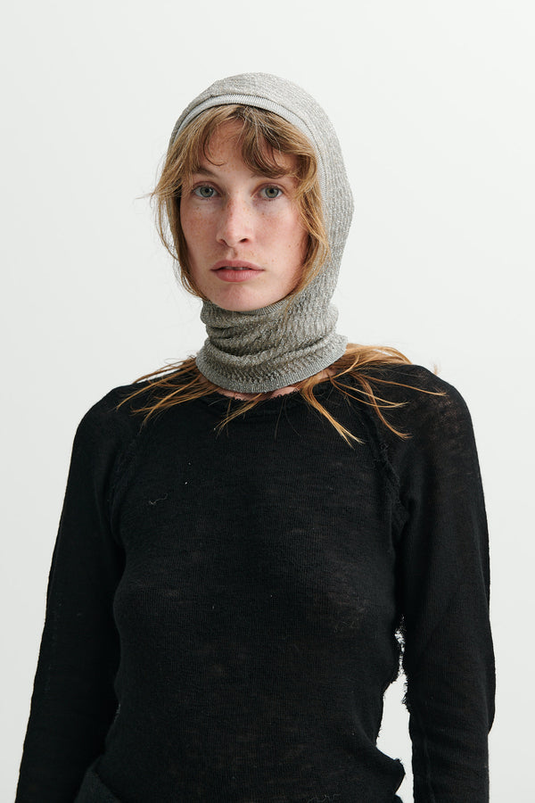 BABACO - lurex rib balaclava in Silver