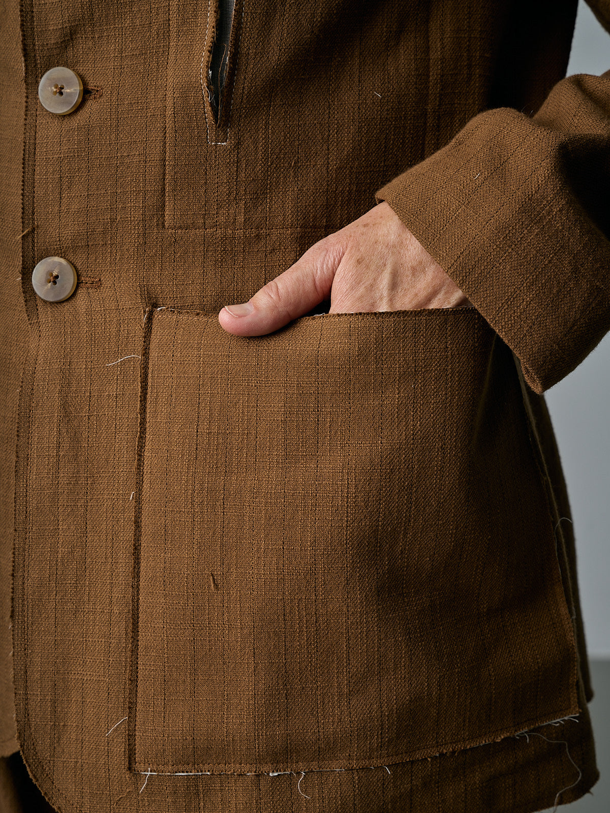 Leusdon Jacket with Back Pleats - Ochre Pinstripe