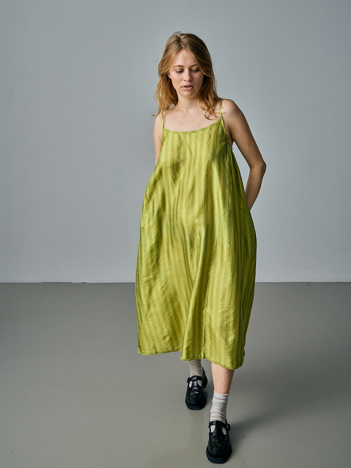 Silk Slip Dress - Lime Green