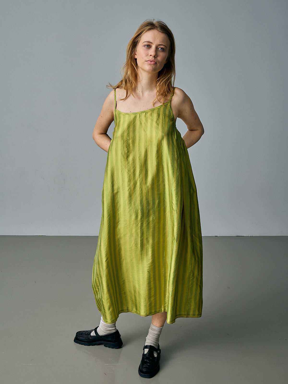 Runaway Bicycle - Silk Slip Dress - Lime Green - tt Runaway Bicycle - Silk Slip Dress - Lime Green - tt