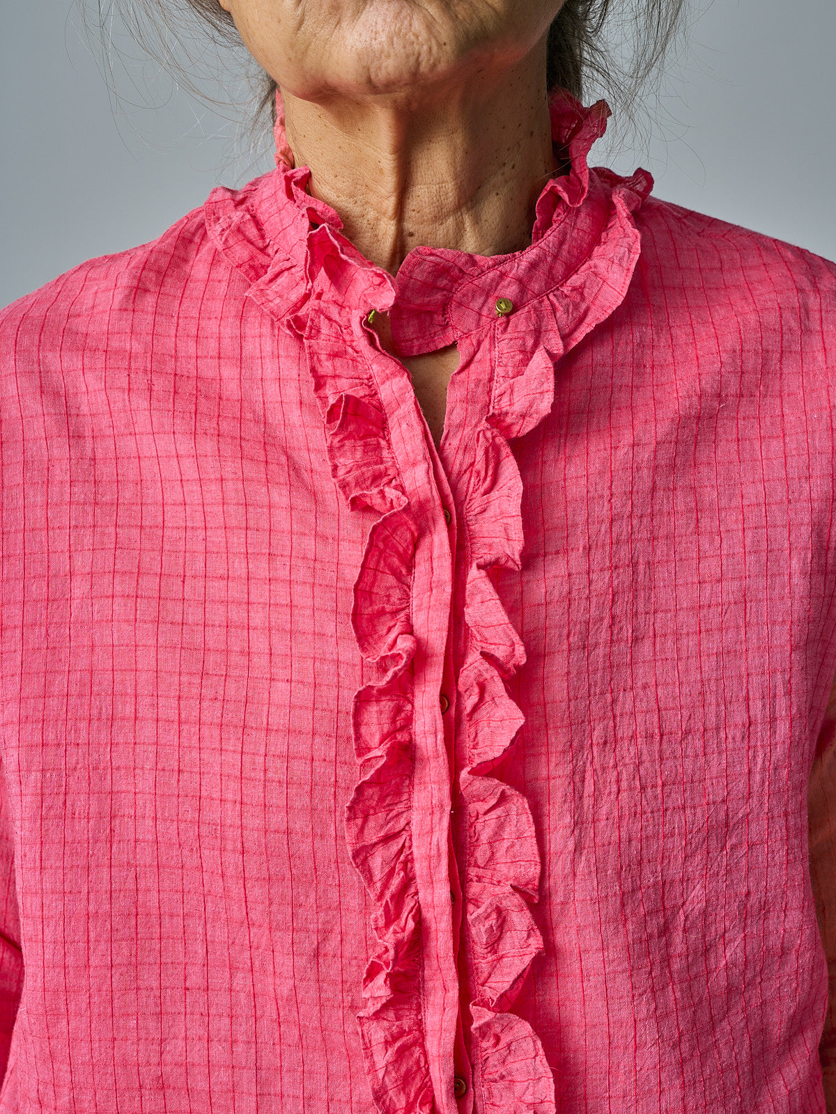 Herbarium Ruffle Shirt - Pink