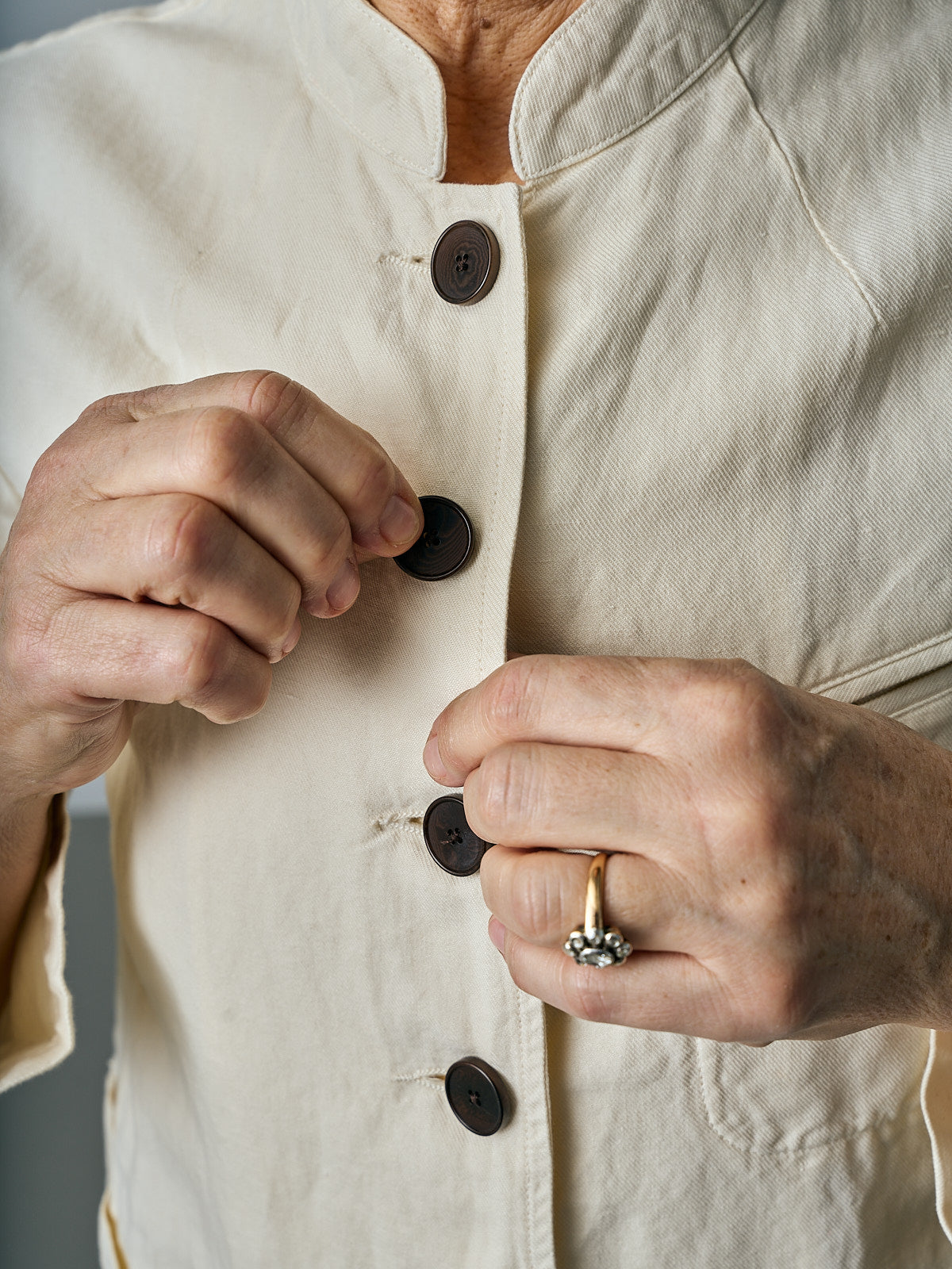 Garment Dyed Cotton Linen Neat Jacket - Parchment