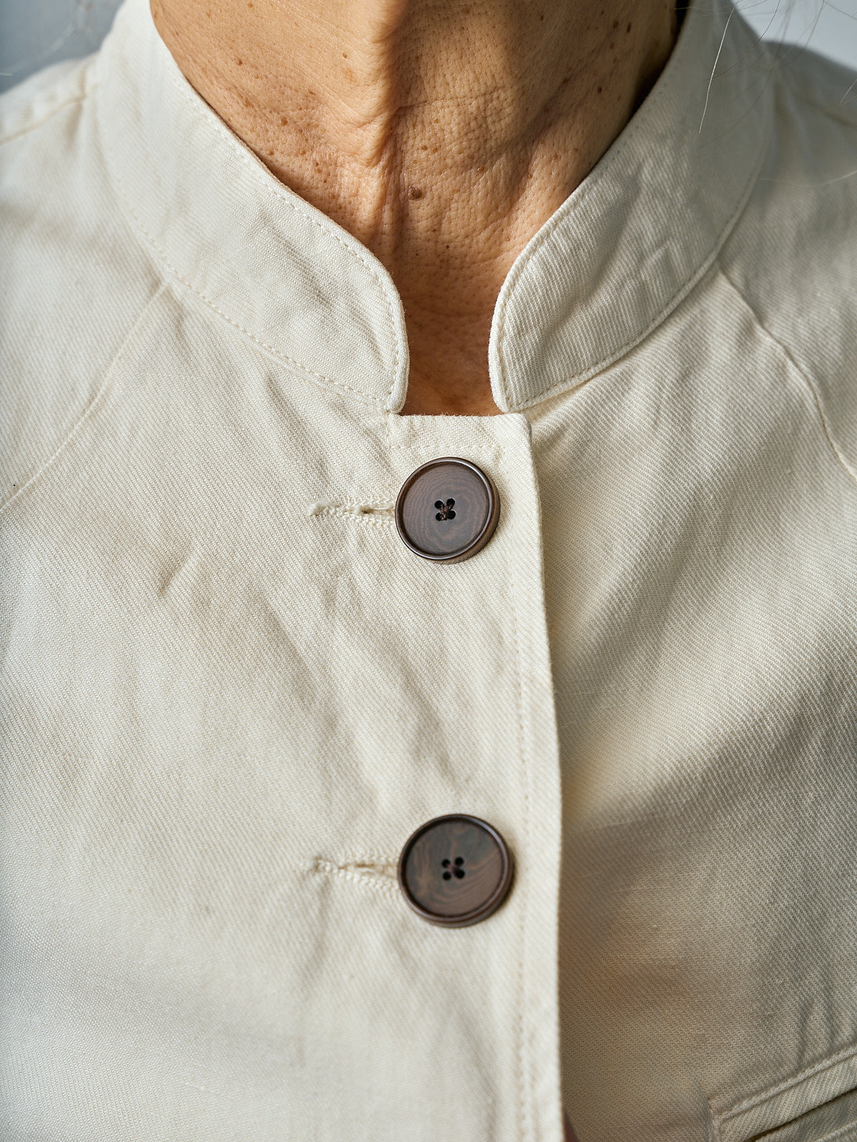 Garment Dyed Cotton Linen Neat Jacket - Parchment