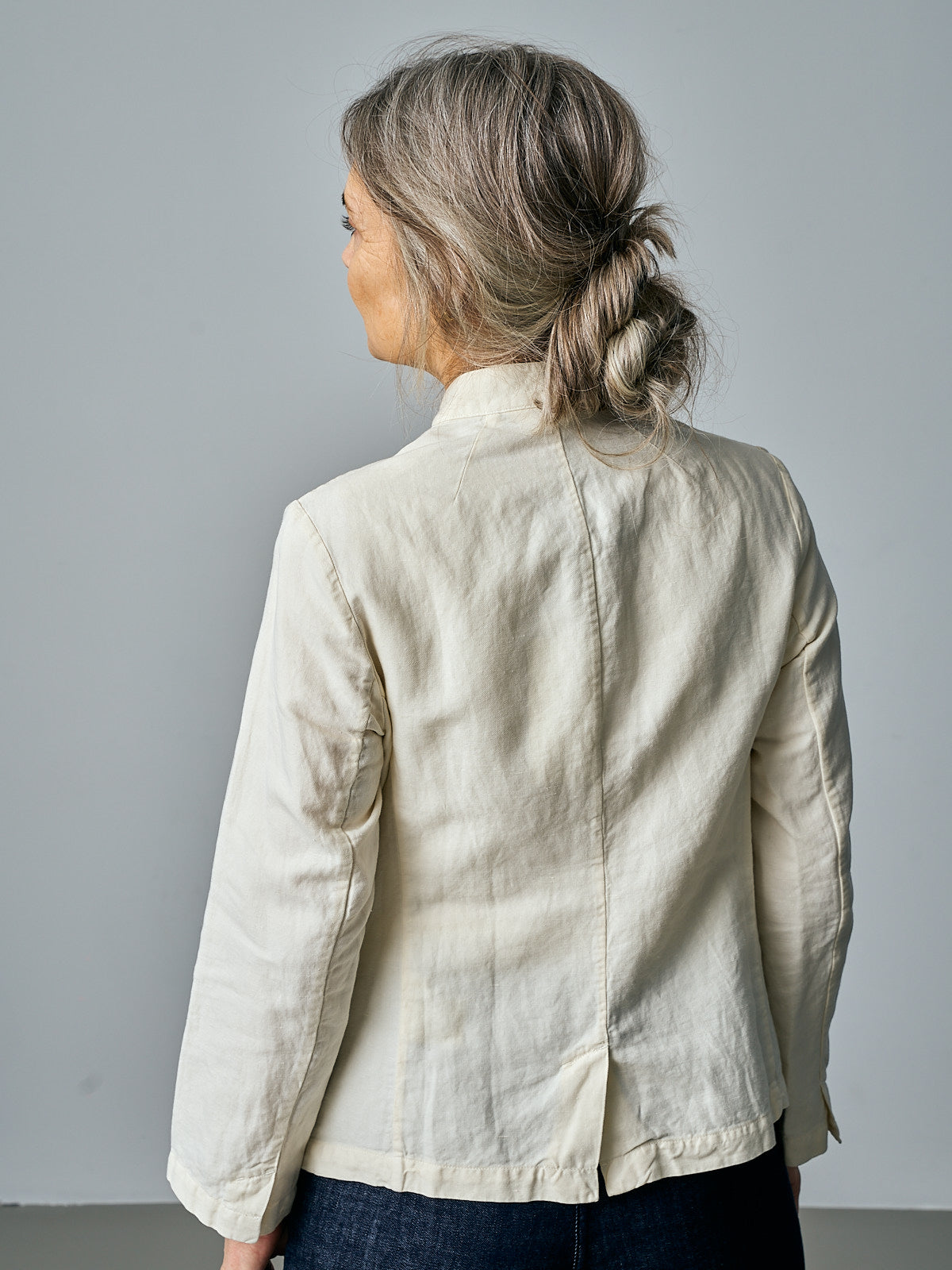 Garment Dyed Cotton Linen Neat Jacket - Parchment