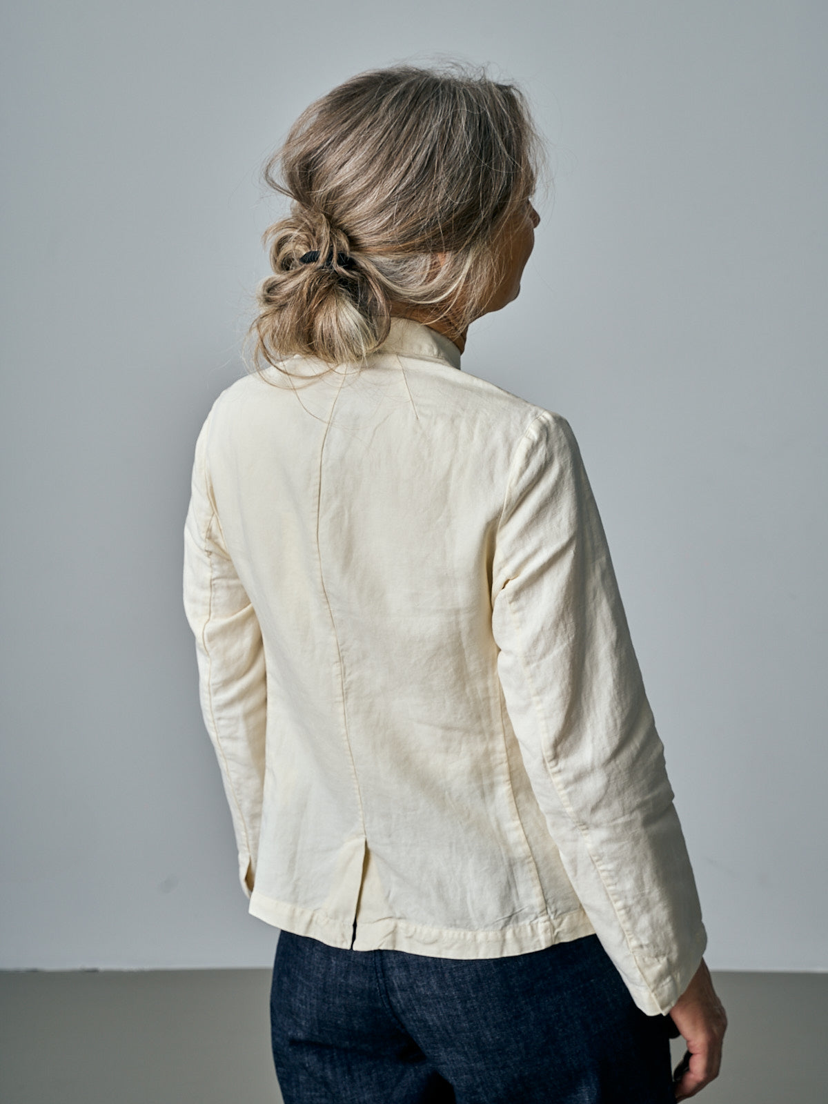 Garment Dyed Cotton Linen Neat Jacket - Parchment