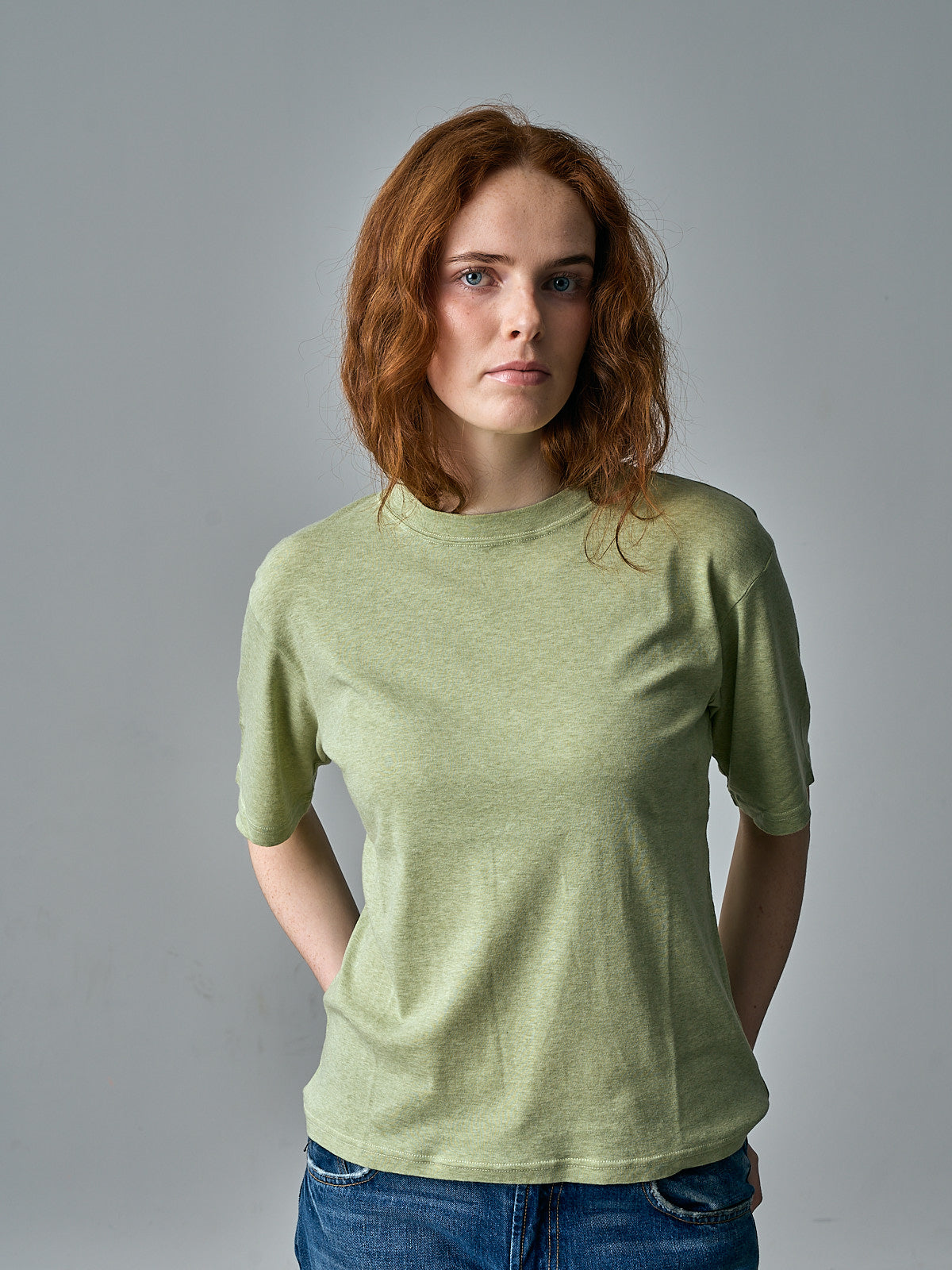 Cotton/Silk Relaxed T-shirt - Light Olive