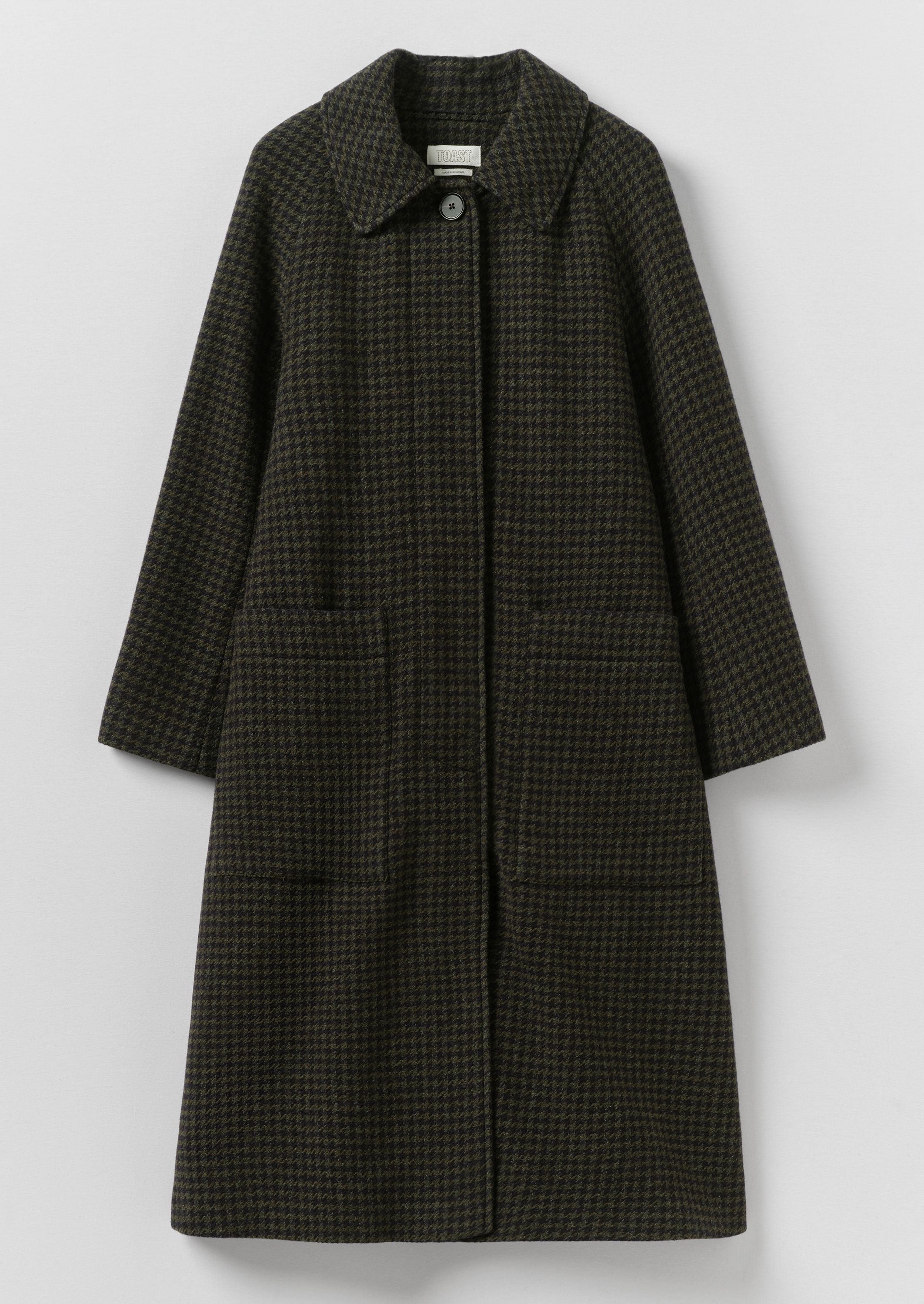 Frankie Check Wool Raglan Coat - Olive/Black