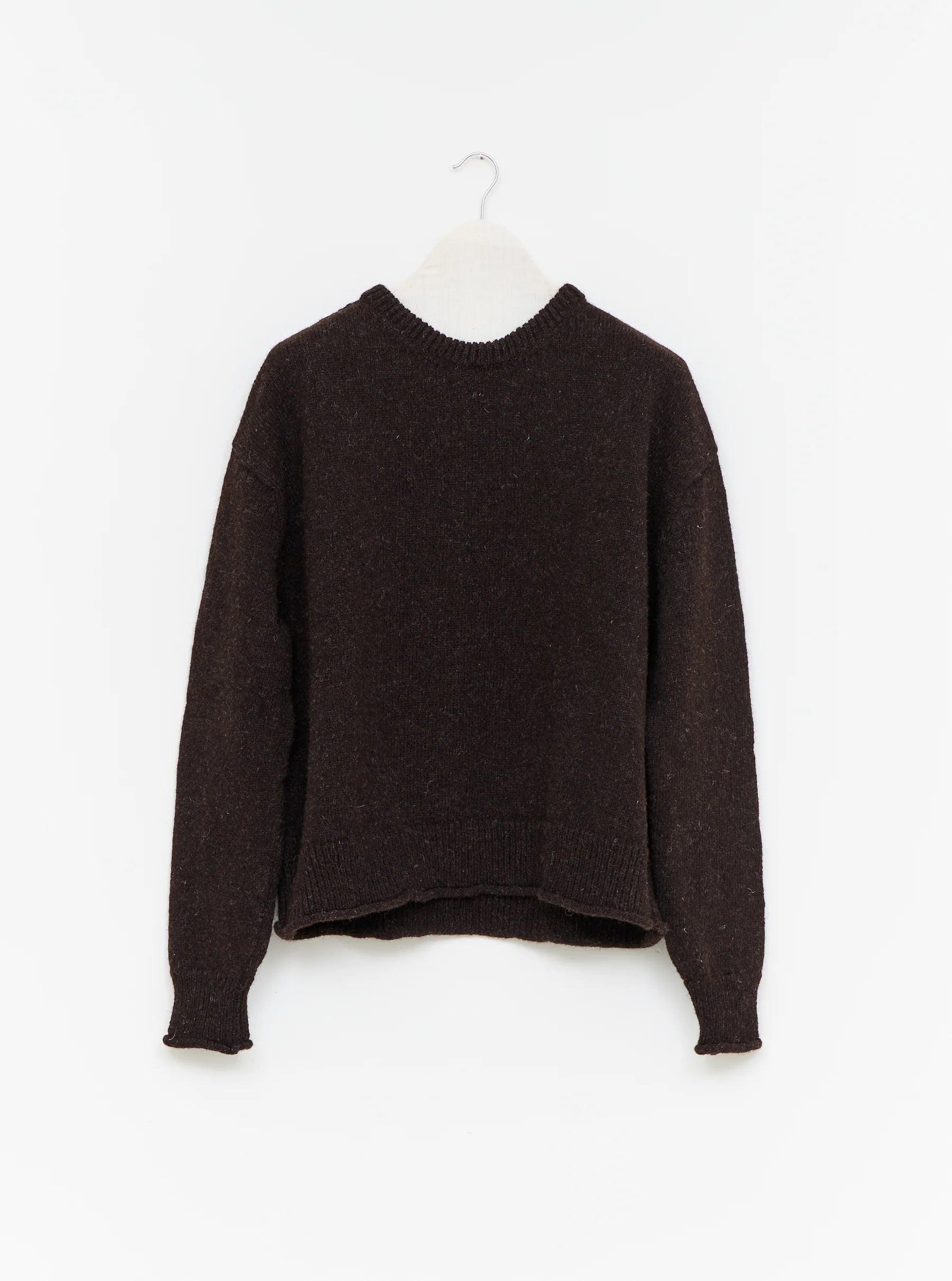 WRIGHT + DOYLE - WELSH BLACK WOOL - DEEP BROWN SWEATER