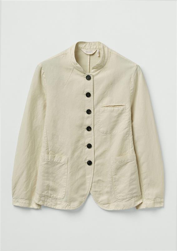 Garment Dyed Cotton Linen Neat Jacket - Parchment