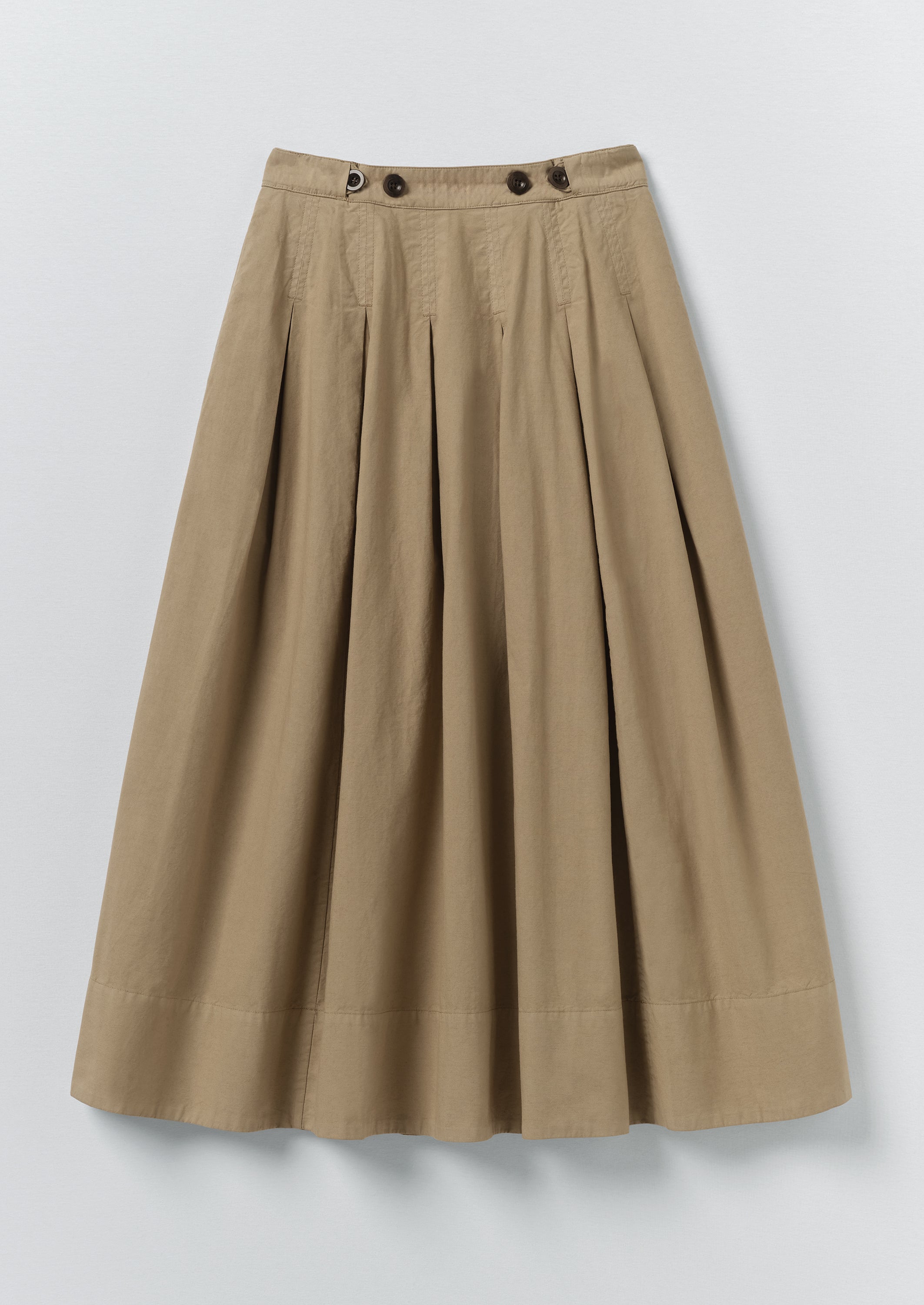 Pleated Cotton Linen Poplin Skirt