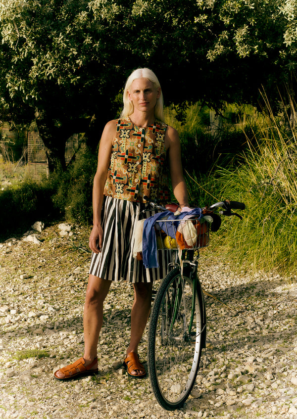 TOAST - Stripe Block Print Cotton Shorts