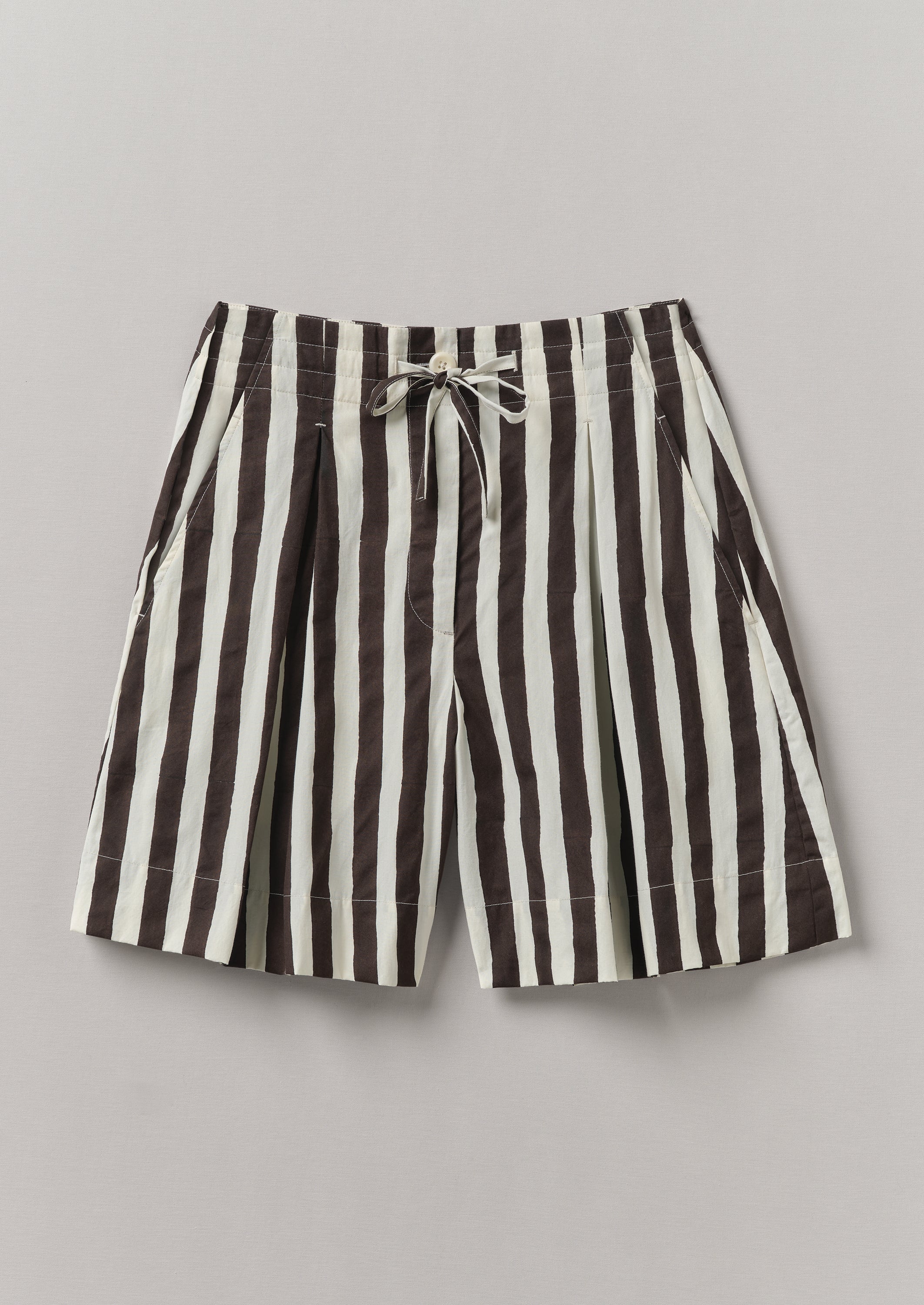 TOAST - Stripe Block Print Cotton Shorts - tété