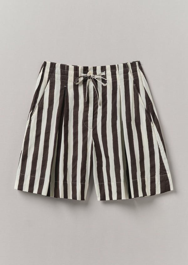 TOAST - Stripe Block Print Cotton Shorts