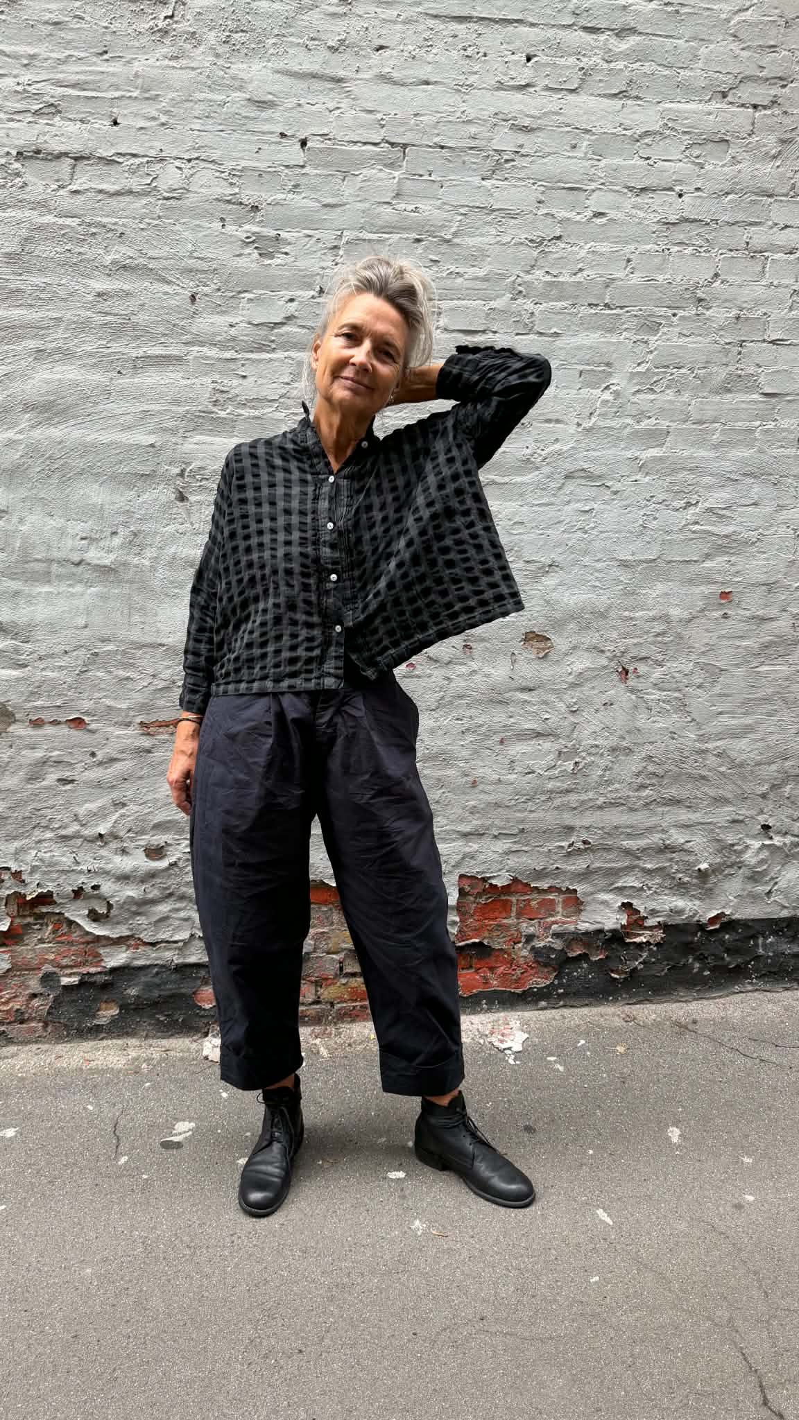 Square Top - Gingham Slate