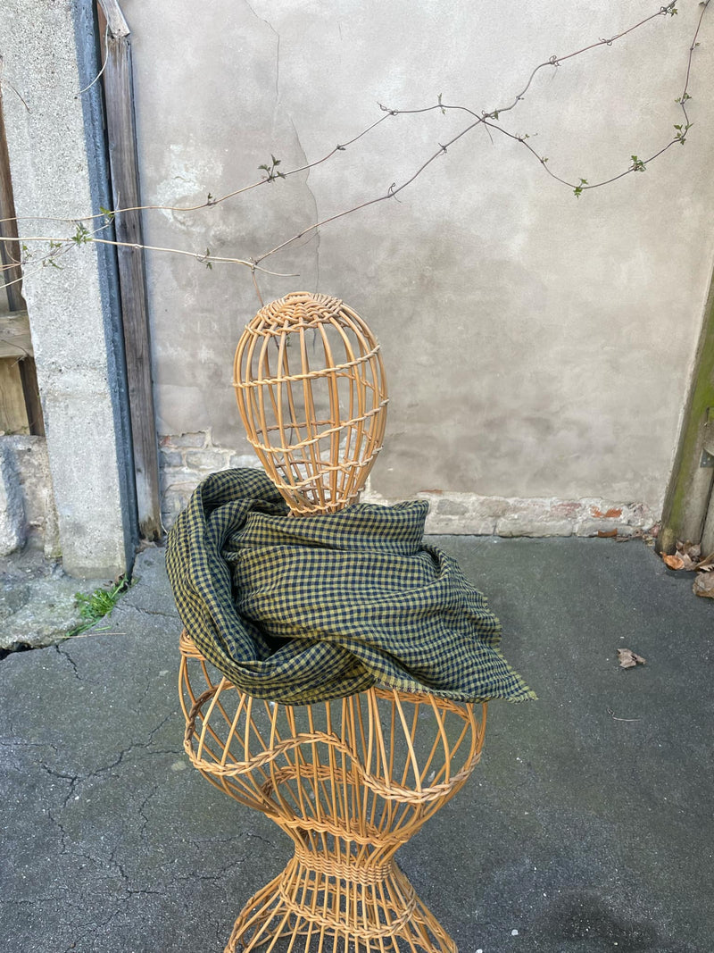 APUNTOB - MINI GINGHAM SCARF - BLUE MILITARY GREEN