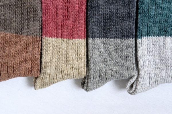 NISHIGUCHI KUTSUSHITA - WOOL COTTON SLAB SOCKS