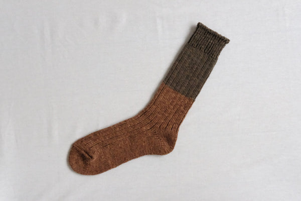 NISHIGUCHI KUTSUSHITA - WOOL COTTON SLAB SOCKS