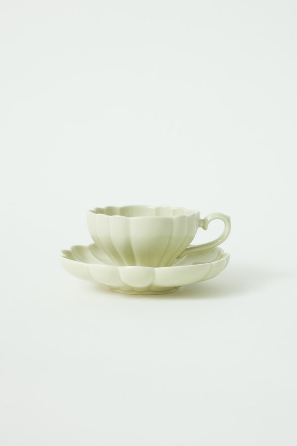 Flower Cup & Saucer - Light Green