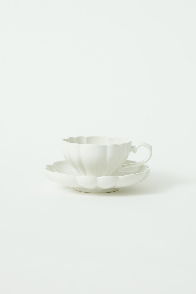 Flower Cup & Saucer - White