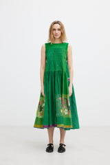 Green dress with Jamdani