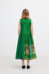 Green dress with Jamdani