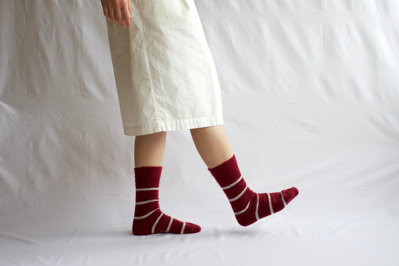 NISHIGUCHI KUTSUSHITA - Mohair Wool Border Socks